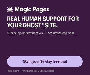 Magic Pages 300×250 banner — Support, Plum