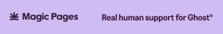 Magic Pages 320×50 banner — Support, Purple
