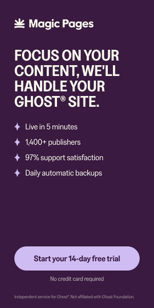 Magic Pages 300×600 banner — Simplicity, Plum