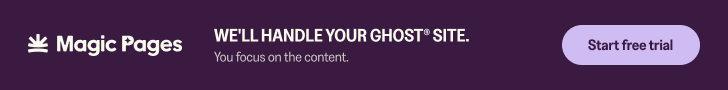Magic Pages 728×90 banner — Simplicity, Plum