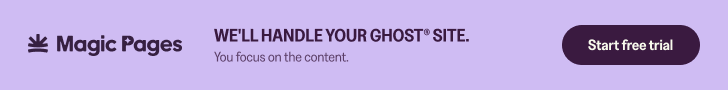 Magic Pages 728×90 banner — Simplicity, Purple